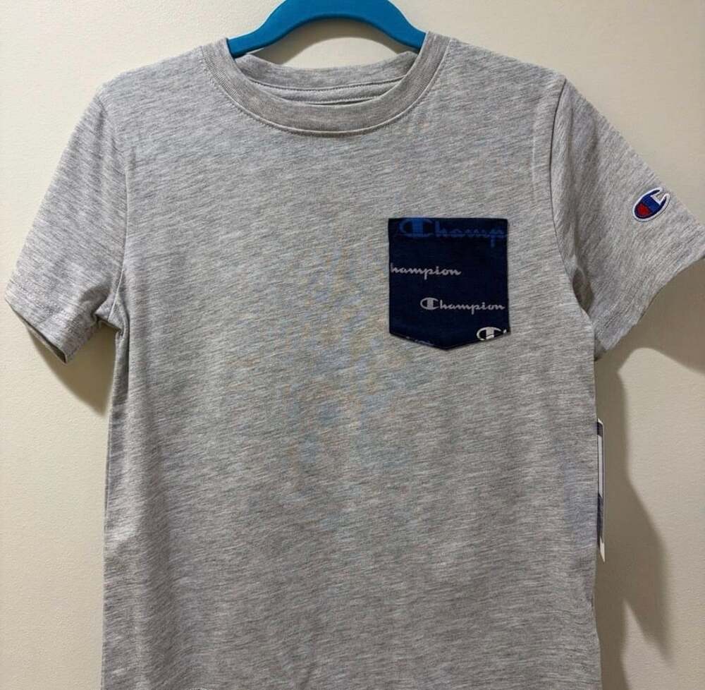 Champion Boys Gray Logo Pocket T-Shirt Size 6